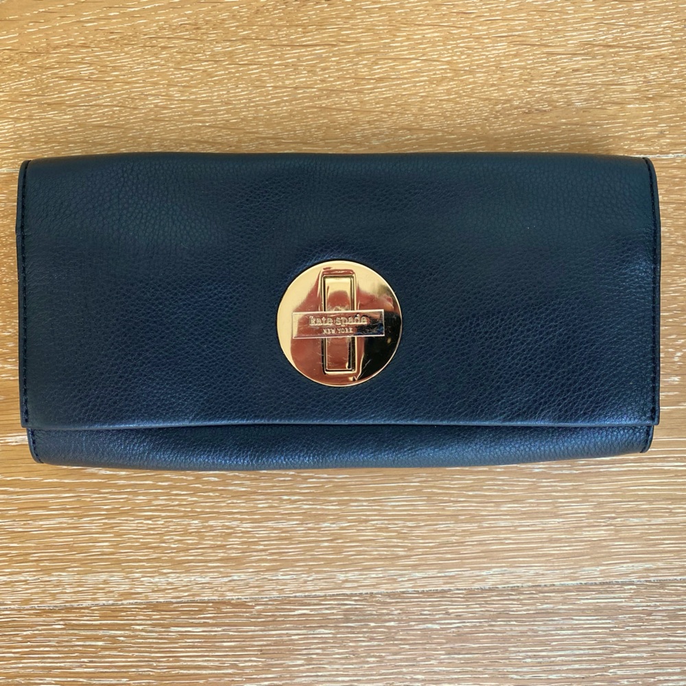 Kate Spade black shoulder bag with gold chain and buckle.  Great condition!
